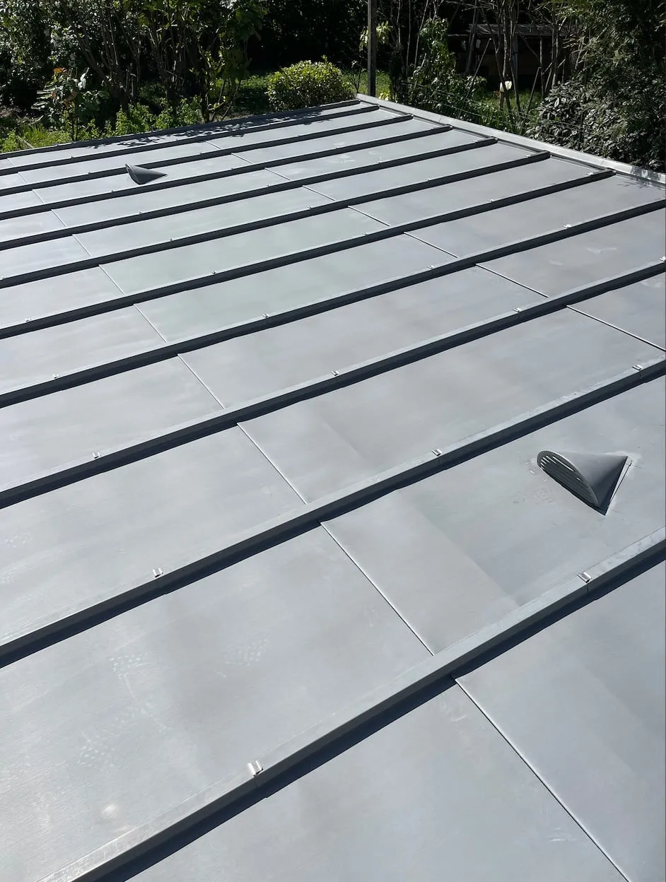 Vue d'ensemble du terrasson en zinc quartz après travaux